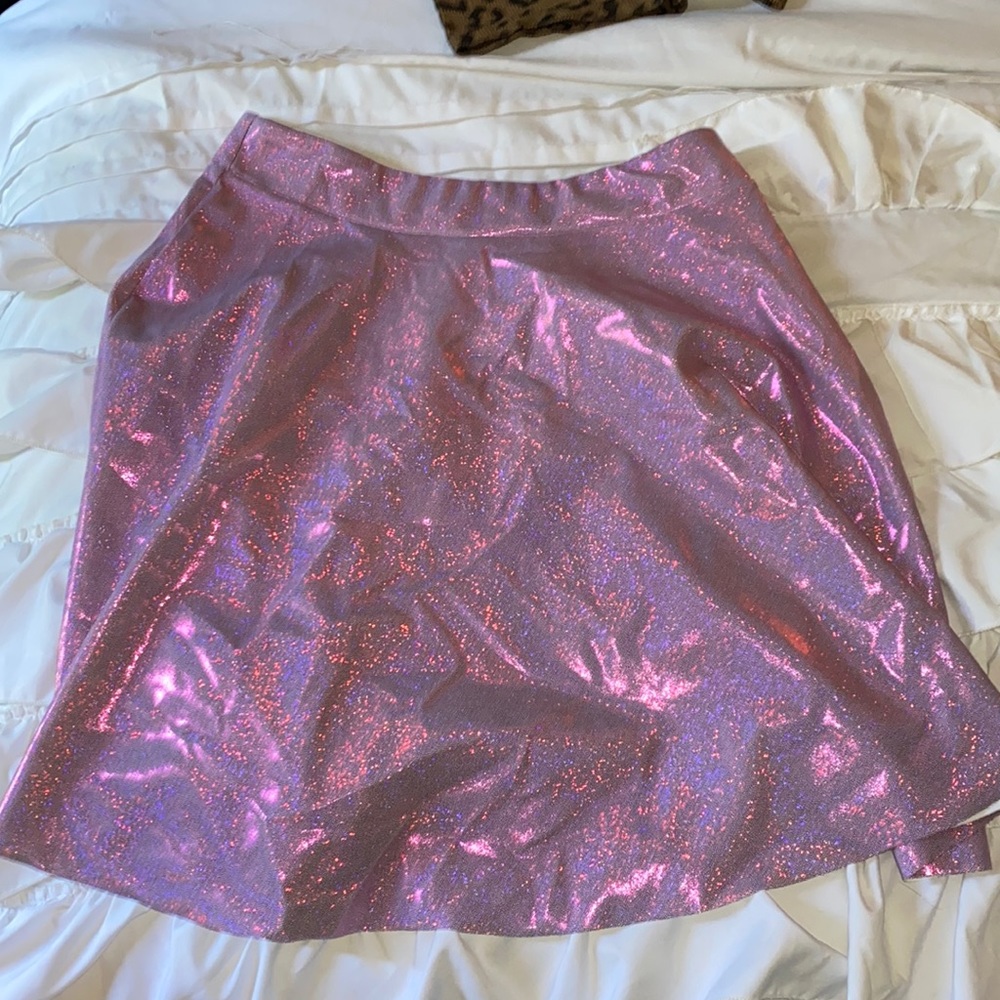 sparkly polyester spandex material flare skirt